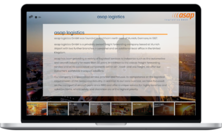 Darstellung einer Website eines Logistik-Unternehmens