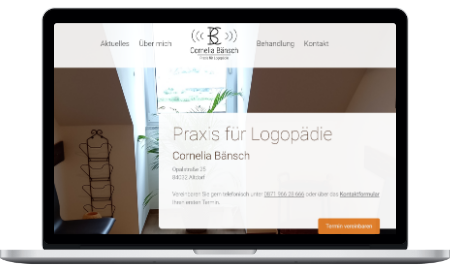 Startseite der Praxis-Website der Logopädie Bänsch aus Landshut