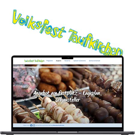 Screenshot der Referenz Volksfest-Website von Taufkirchen mit WordPress