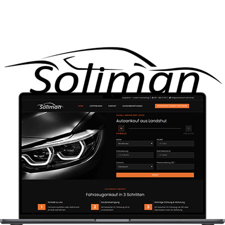 Screenshot der Referenz-Website von Autoankauf Soliman aus Landshut, auf Basis von WordPress